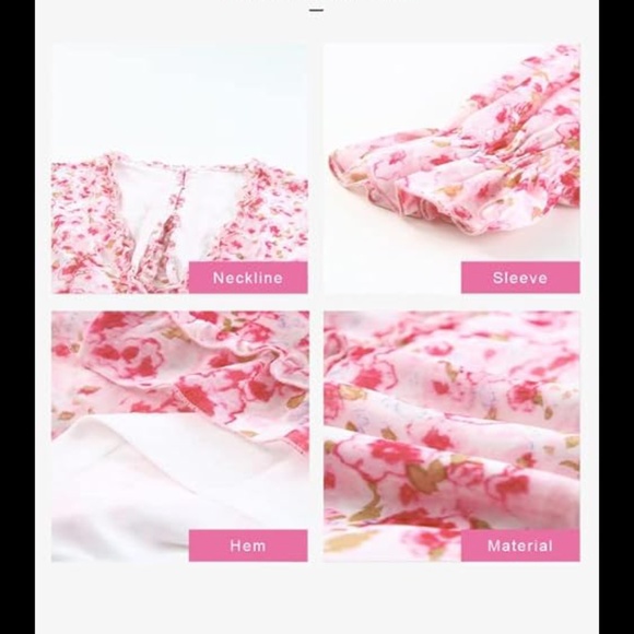 Women's Floral Deep V Neck Ruffle Flowing Short Dress - Picture 5 of 10